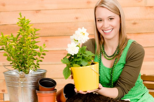Landscape maintenance and booking confirmation scene